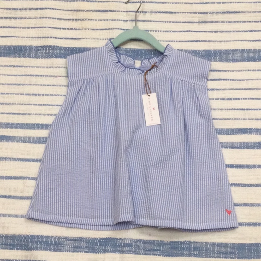 NWT PINK CHICKEN girls seersucker misha top
